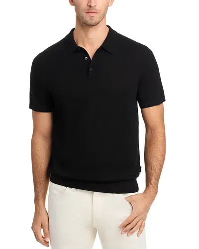 Michael Kors Merino Wool Regular Fit Polo Shirt In Black