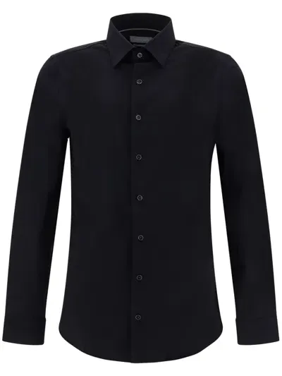 Michael Kors Men's Slim-fit Stretch Pique Button-down Shirt In Black