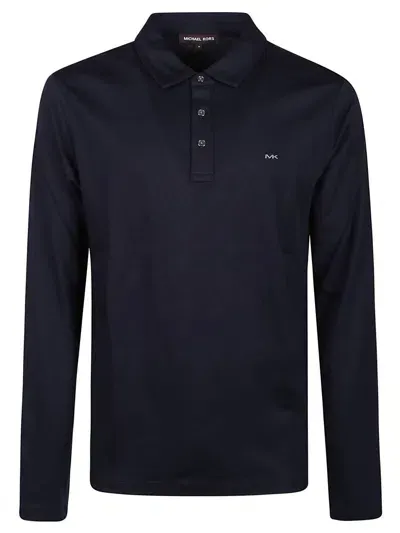 Michael Kors Long Sleeve Sleek Polo Shirt In Blue