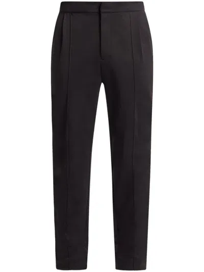 Michael Kors Pressed-crease Tapered Trousers In Black