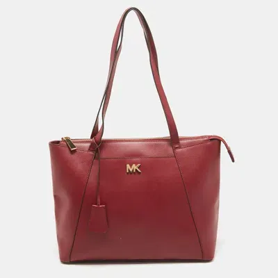 Pre-owned Michael Kors Red Leather Medium East West Maddie Tote