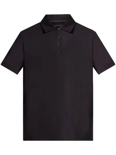 Michael Kors Zip-up Polo Shirt In Black