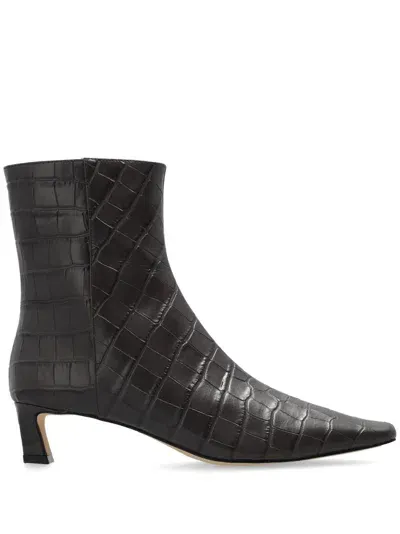 Michael Michael Kors 45mm Cosmo Crocodile-embossed Boots In Brown