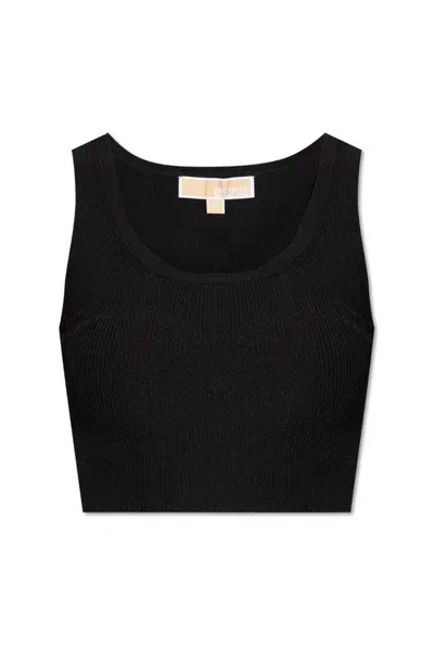 Michael Michael Kors Cropped Knitted Tank Top In Black