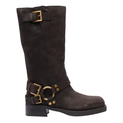 Michael Michael Kors Crosby Moto Boots In Brown