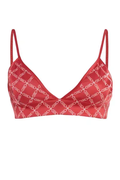 Michael Michael Kors Empire Logo Printed Bra Top In Red