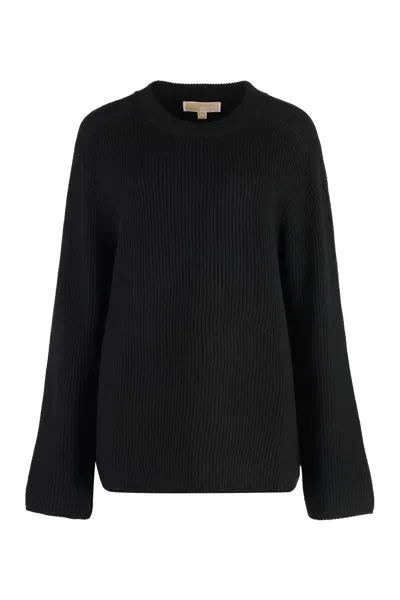 Michael Michael Kors Merino Wool Crew-neck Sweater In Black