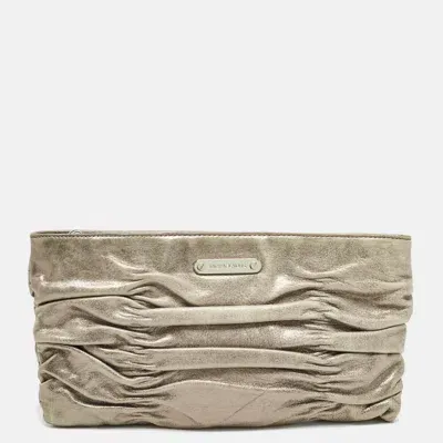 Pre-owned Michael Michael Kors Metallic Leather Webster Ruched Clutch