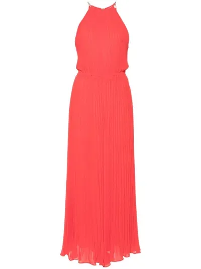 Michael Michael Kors Pleat-detail Wide-leg Jumpsuit In Red