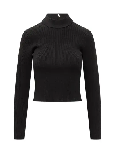 Michael Michael Kors Rear Zipped Mock Neck Jumper In Black