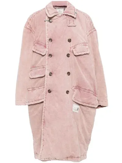 Miharayasuhiro Puffer Corduroy Coat In Pink