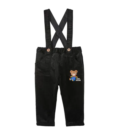 Miki House Kids' Corduroy Dungarees In Black