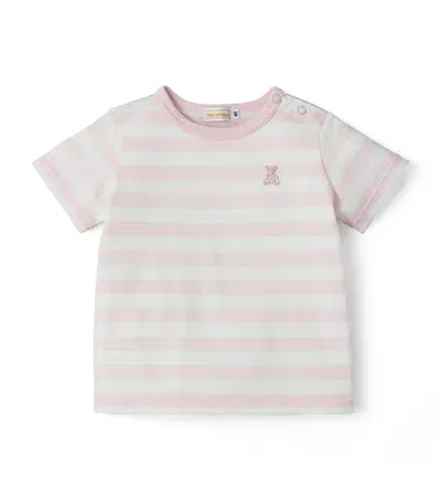 Miki House Kids' Cotton Striped T-shirt In Pink