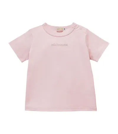 Miki House Kids' Logo T-shirt In Pink