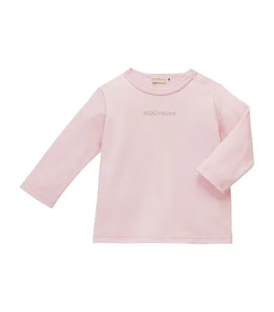 Miki House Kids' Long-sleeved Logo T-shirt In Pink