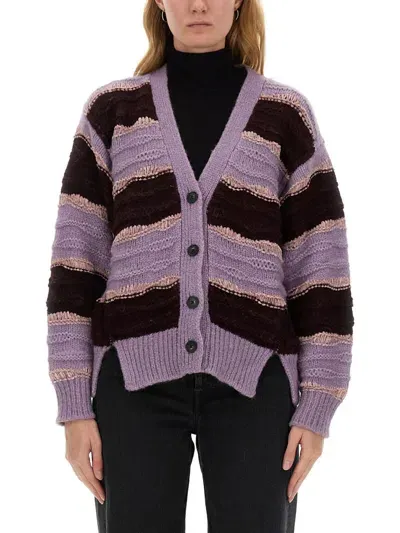 Mila Schön Alpaca Cardigan In Purple