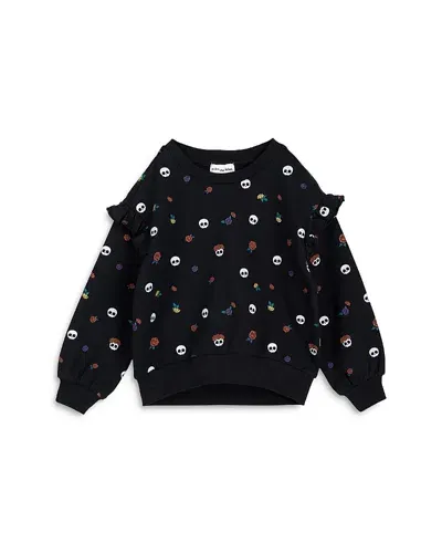 Miles The Label Girls' Glow In The Dark Calaveritas Print Sweatshirt - Baby In Black