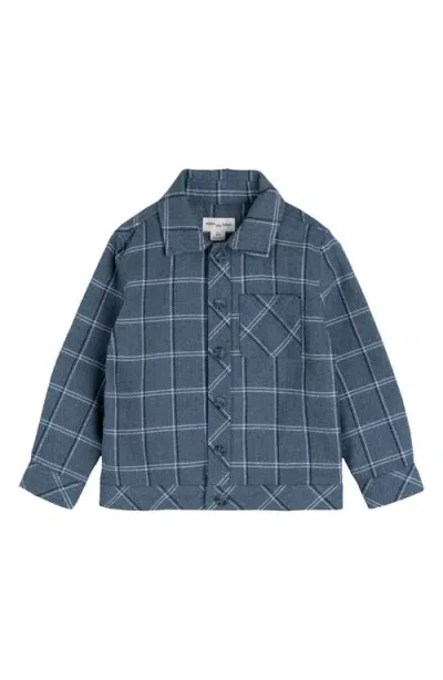 Miles The Label Kids' Windowpane Check Overshirt In Navy