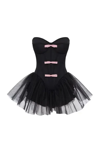 Milla Tutu Black Mini Dress With Cute Pink Bows