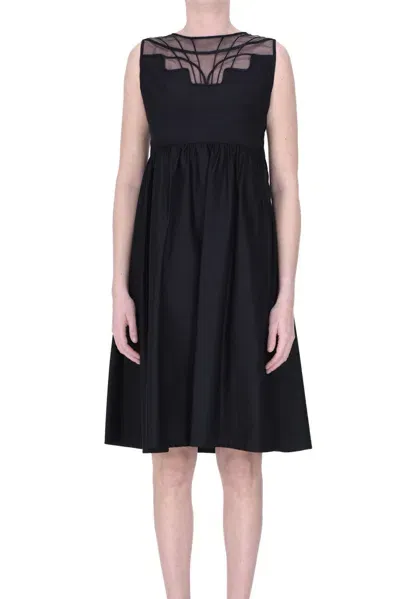 Milva Mi Embroidered Cotton Dress In Black