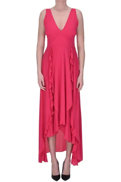 Milva Mi Georgette Long Dress In Fuxia