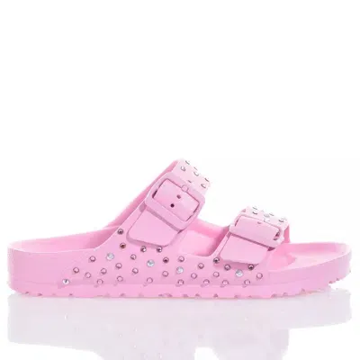 Mimanera Birkenstock Arizona Pink Swarovski Custom In Purple