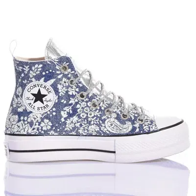 Mimanera Converse Platform Flower Jeans In Blue