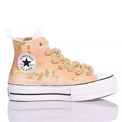 Mimanera Converse Platform Gold Peach Custom In White