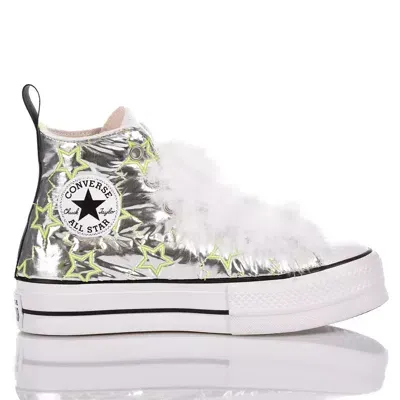 Mimanera Converse Platform Silver Star In White