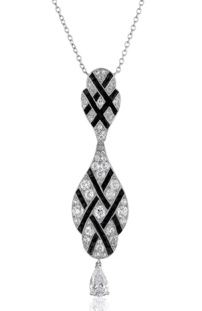 Mindi Mond Geometric Onyx & Diamond Pendant Necklace In Metallic