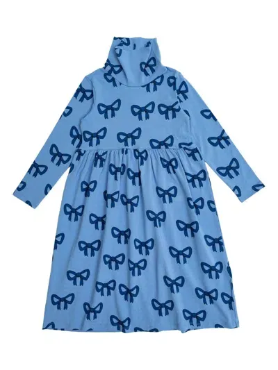 Mini Rodini Kids' Bow-print Dress In Blue