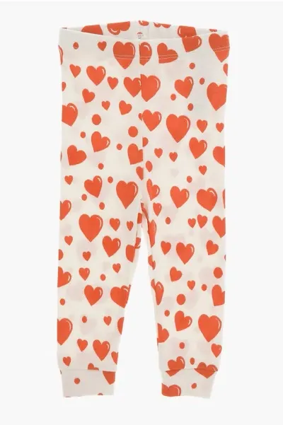 Mini Rodini Cotton Leggings With All-over Hearts Print In Multi