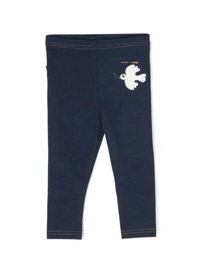 Mini Rodini Babies' X Wrangler Peace Dove Jersey Leggings In Blue