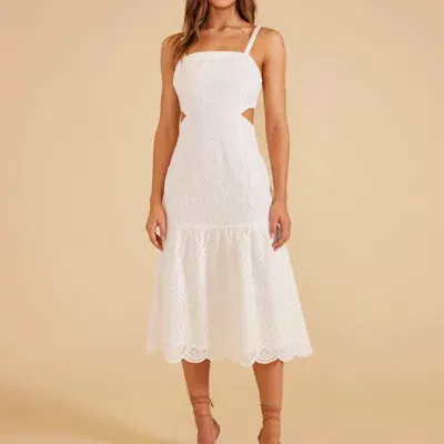 Minkpink Viola Broidery Midi Dress In White