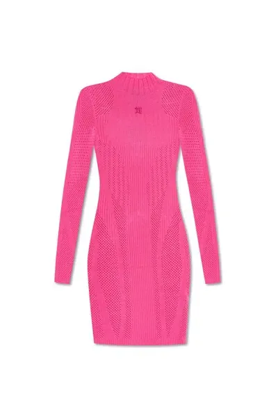 Misbhv Bianca Knitted Mesh Mini Dress In Pink