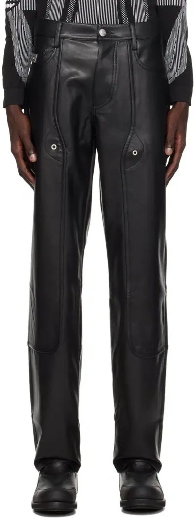 Misbhv Black Astro Carpenter Faux-leather Trousers