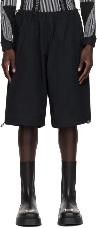 Misbhv Black Crushed Parachute Shorts