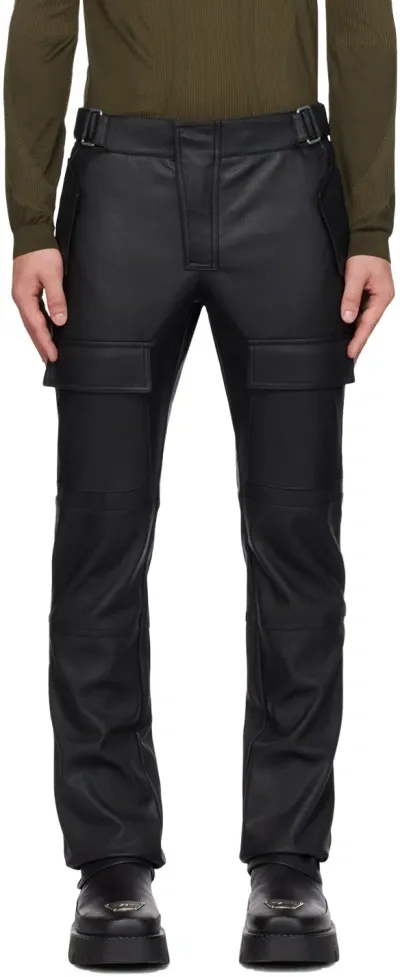 Misbhv Black Straight-leg Faux-leather Cargo Pants