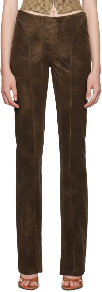 Misbhv Brown Harley Faux-leather Trousers