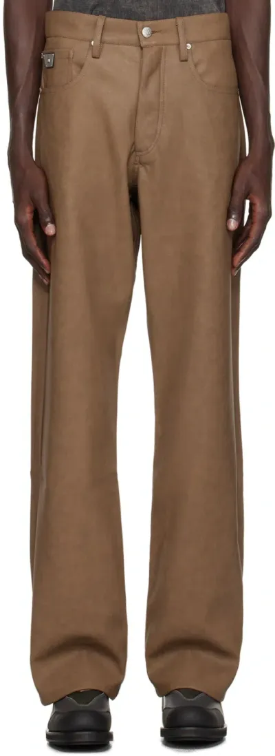 Misbhv Brown Matte Faux-leather Trousers