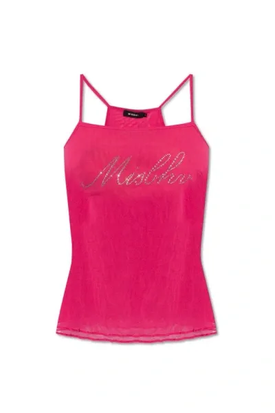 Misbhv Embellished Mesh Tank Top In Pink