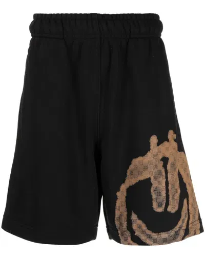 Misbhv Monogram-smiley Track Shorts In Black