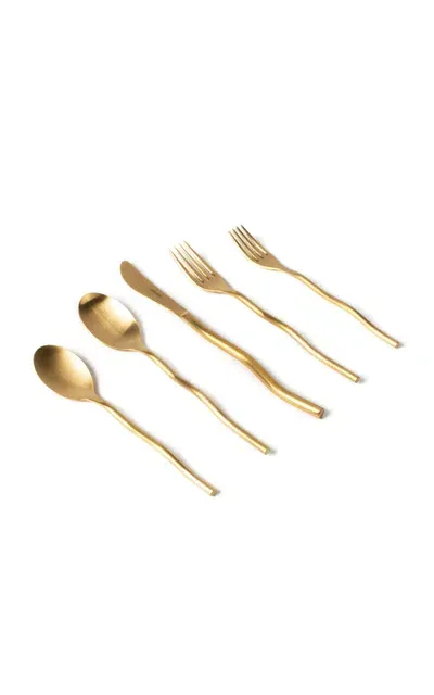 Misette Squiggle Five-piece Cutlery Set In Gold