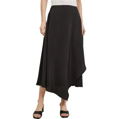 Misook Asymmetric Charmeuse Maxi Skirt In Black