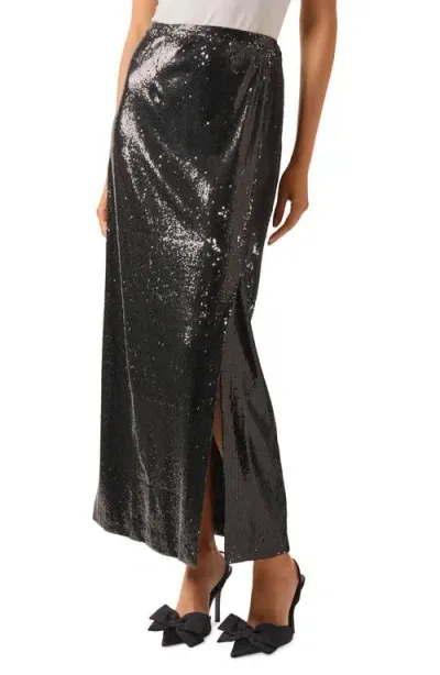 Misook Sequin Maxi Skirt In Black