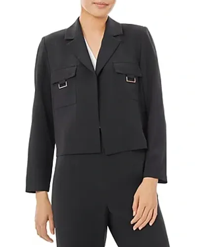 Misook Soft Crepe Cropped Blazer In Black