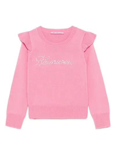 Miss Blumarine Kids' Logo-embellished Sweater In Pink