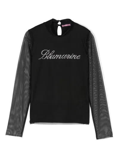 Miss Blumarine Kids' Logo-embellished T-shirt In Black