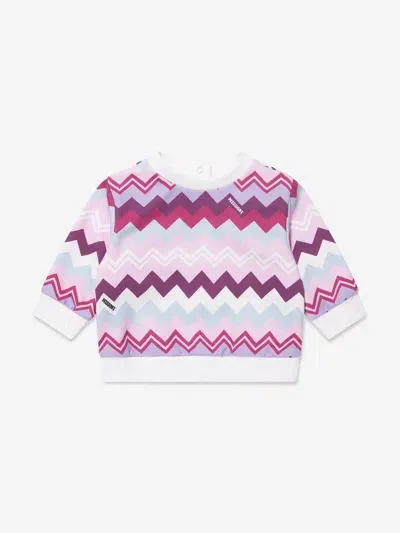 Missoni Babies' Zigzag-print Cotton Sweatshirt In Pink