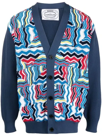 Missoni Graphic Print Knitted Cardigan In Black